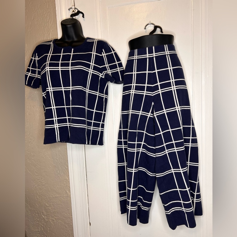 Saks Fifth Avenue Blue and White Plaid Set